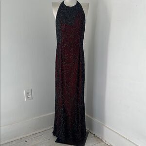 Vintage Prom Y2K Beads Beads Silk Chiffon Beaded Maxi Dress